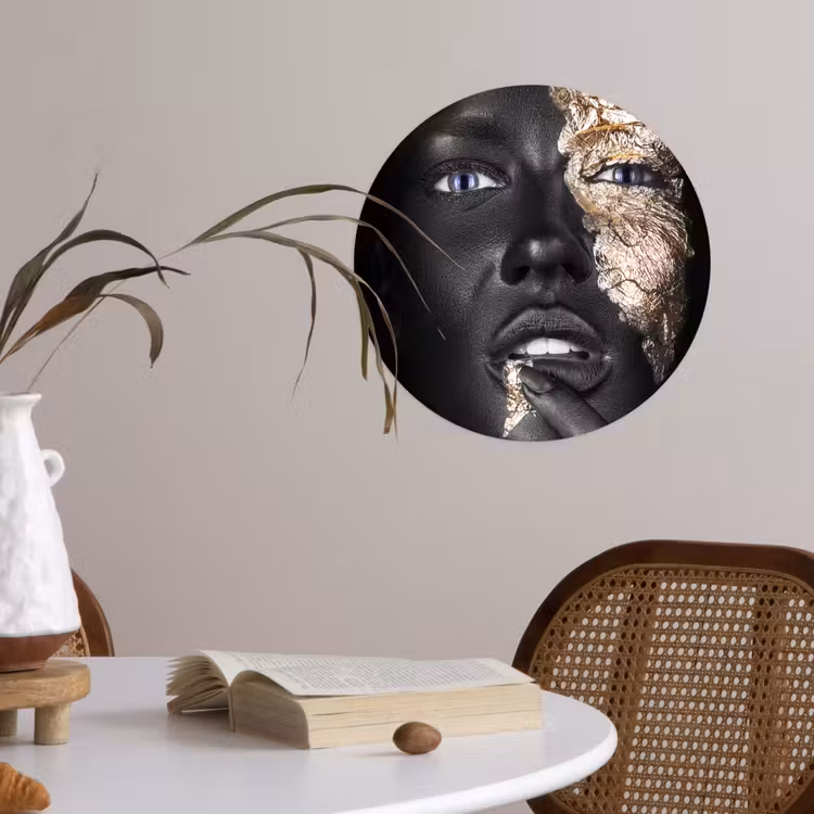 Behangcirkel - Vrouw - Bladgoud - Zwart - Huid - Luxe — 4