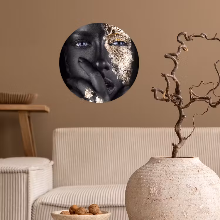 Behangcirkel - Vrouw - Goud - Zwart - Schmink - Luxe — 2