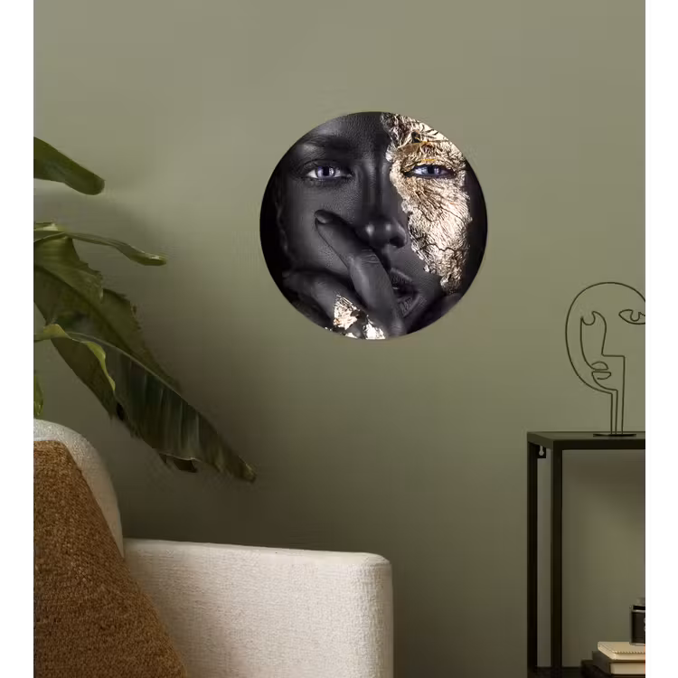 Behangcirkel - Vrouw - Goud - Zwart - Schmink - Luxe — 3