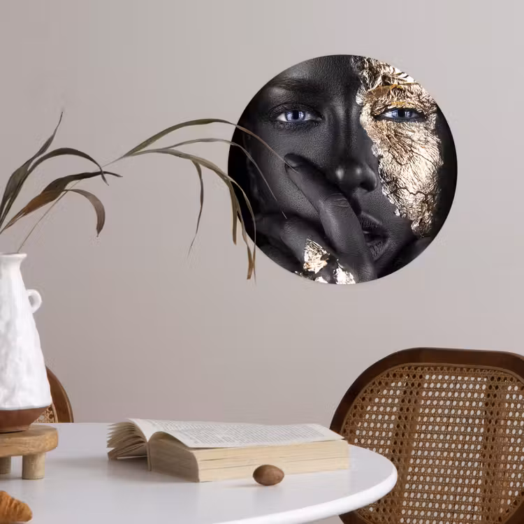 Behangcirkel - Vrouw - Goud - Zwart - Schmink - Luxe — 4