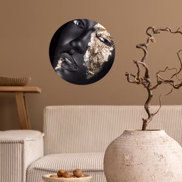 Behangcirkel - Vrouw - Goud - Zwart - Verf - Luxe — 2