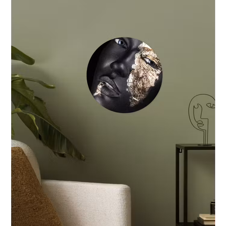 Behangcirkel - Vrouw - Goud - Zwart - Verf - Luxe — 3