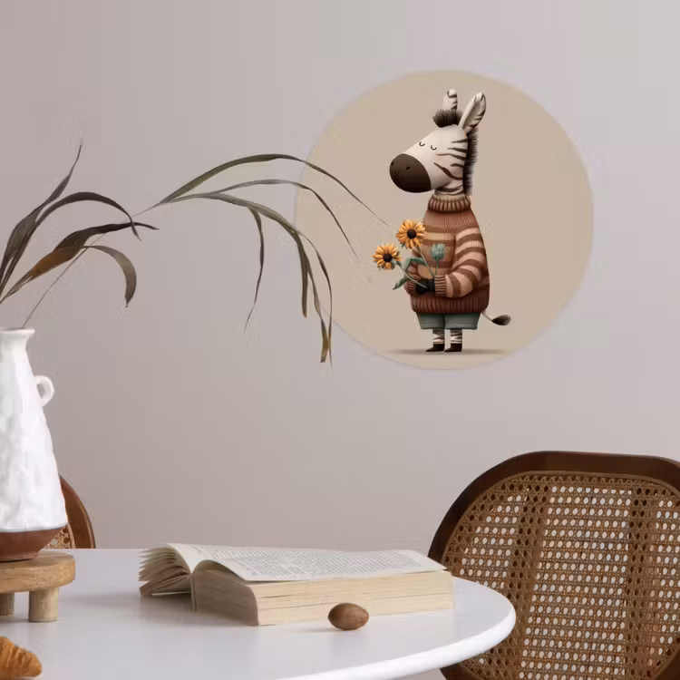 Behangcirkel - Zebra - Zonnebloemen - Warm — 4