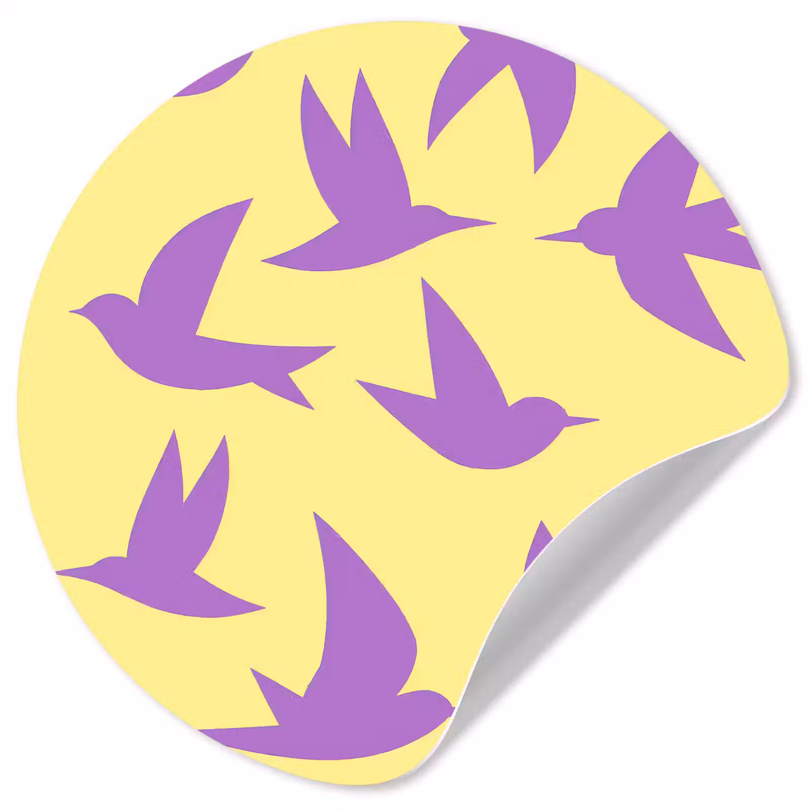 Behangcirkel - Vogels - Cirkel - Geel - Beweging — 1