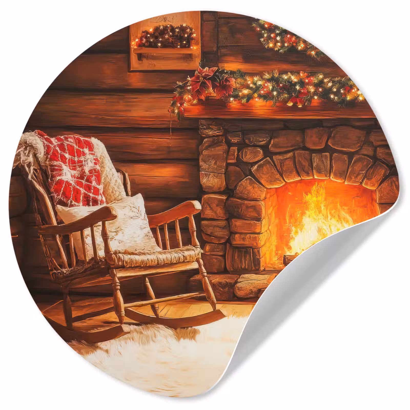 Behangcirkel - Winter - Kerst - Huis - Openhaard — 1
