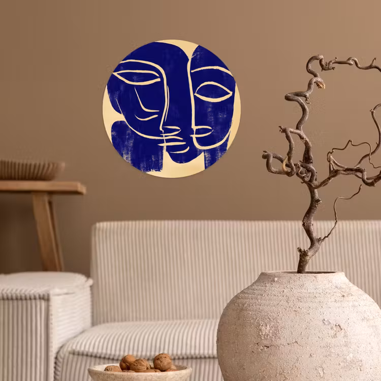 Behangcirkel - Okergeel - Blauw - Eenvoudige lijnen — 2
