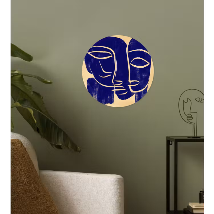 Behangcirkel - Okergeel - Blauw - Eenvoudige lijnen — 3