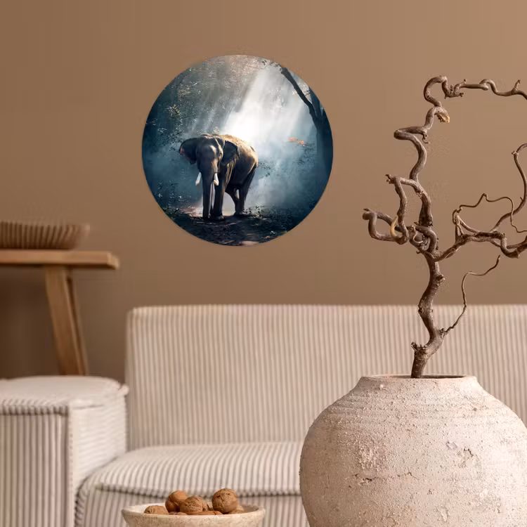 Behangcirkel - Olifant - Dieren - Licht - Bos - Natuur - Wilde dieren — 2