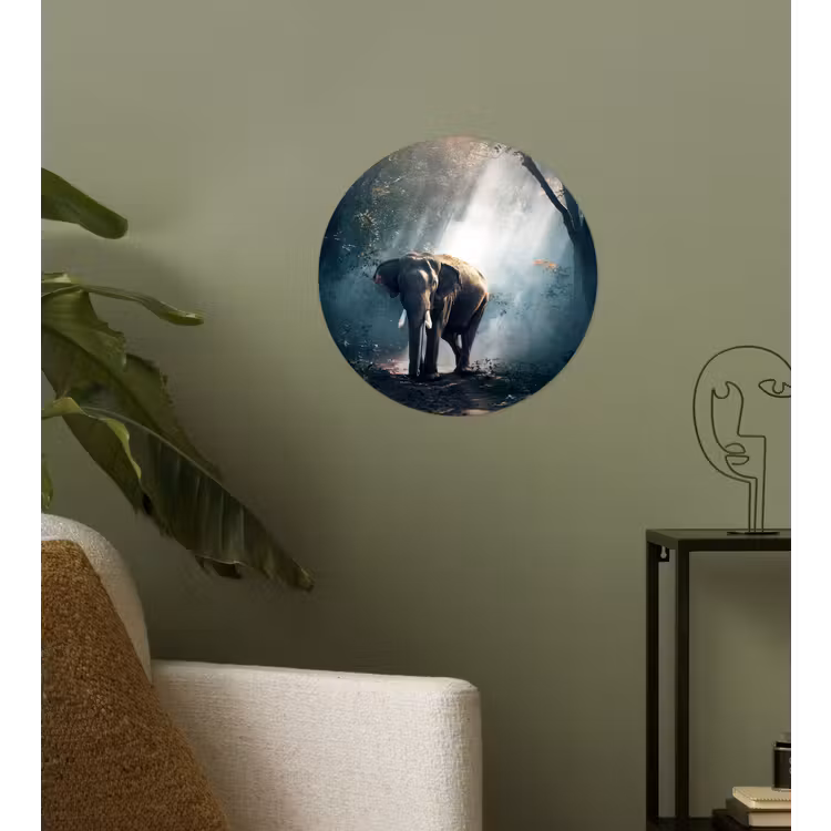 Behangcirkel - Olifant - Dieren - Licht - Bos - Natuur - Wilde dieren — 3