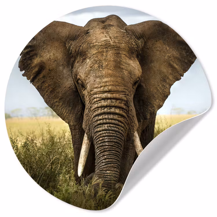 Behangcirkel - Olifant - Natuur - Gras - Dieren - Landschap — 1