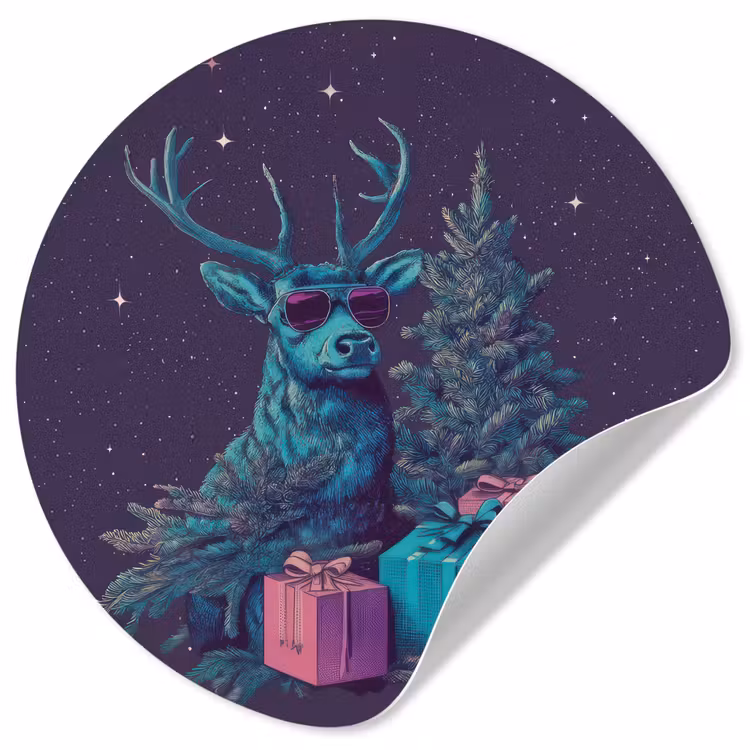 Behangcirkel - Rendier - Zonnebril - Neon - Kerstboom — 1