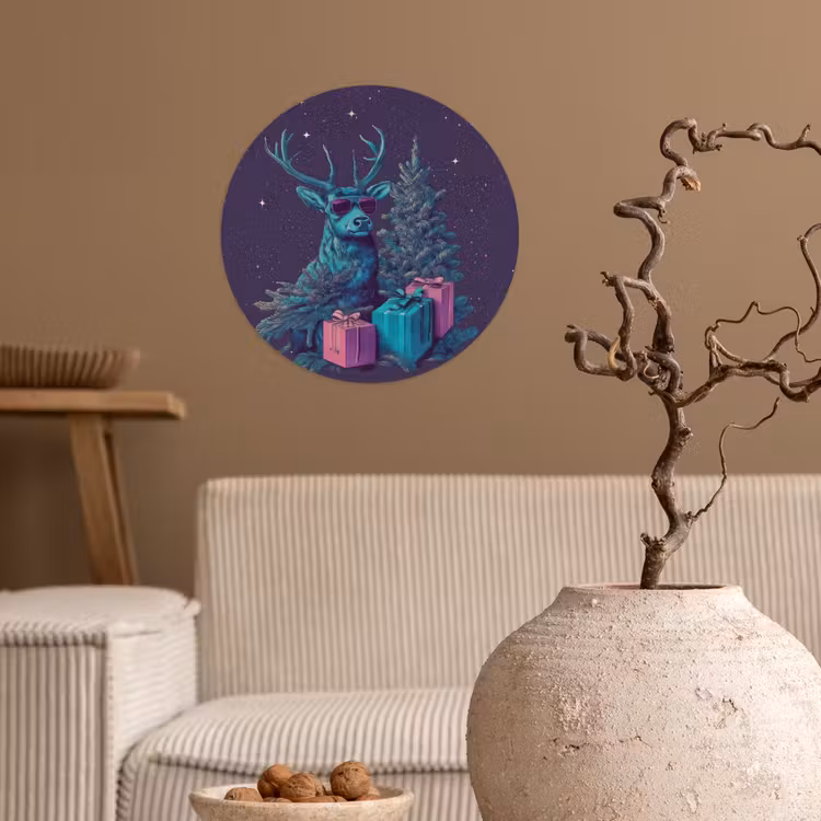 Behangcirkel - Rendier - Zonnebril - Neon - Kerstboom — 2