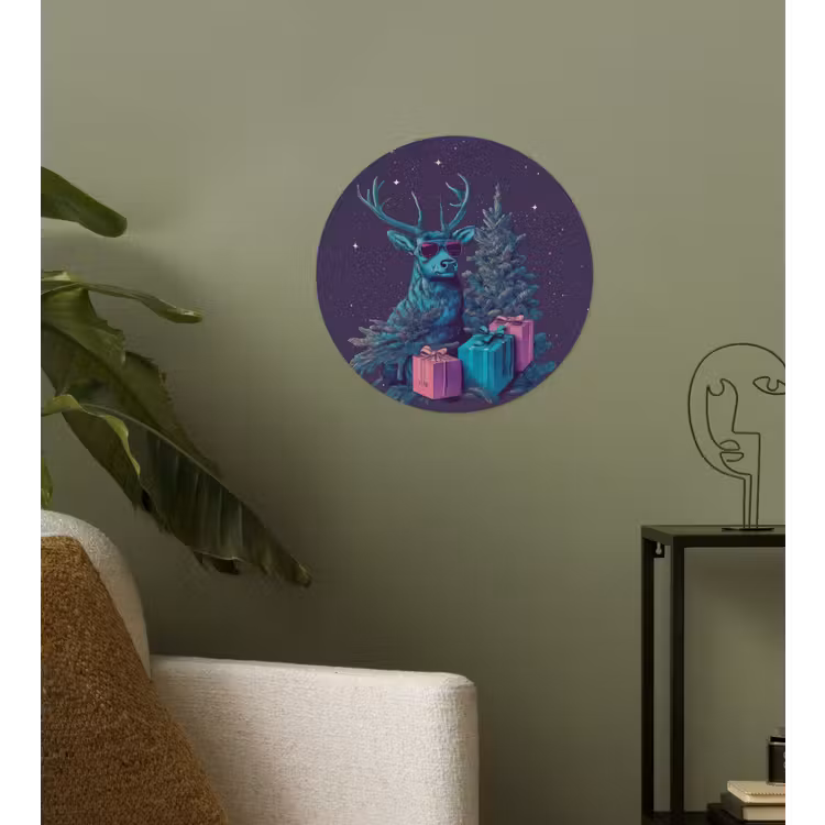 Behangcirkel - Rendier - Zonnebril - Neon - Kerstboom — 3