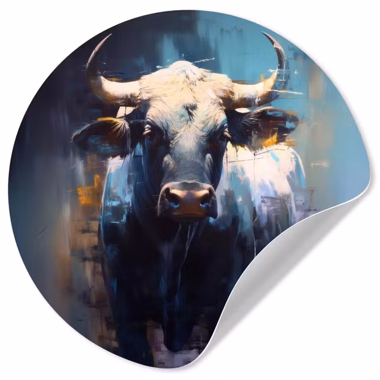 Behangcirkel - Stier - Zwart - Abstract - Horens — 1
