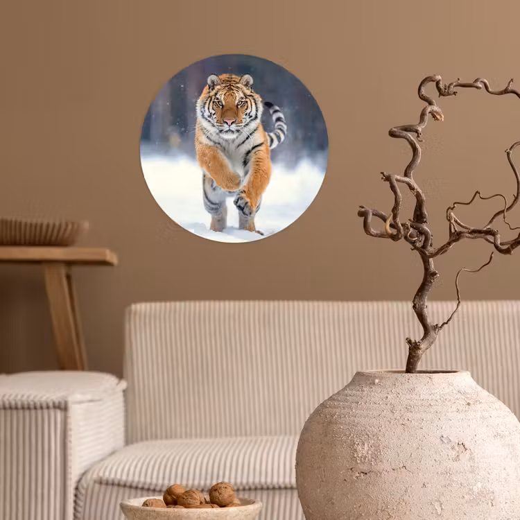 Behangcirkel - Tijger - Landschap - Sneeuw - Winter - Dieren — 2