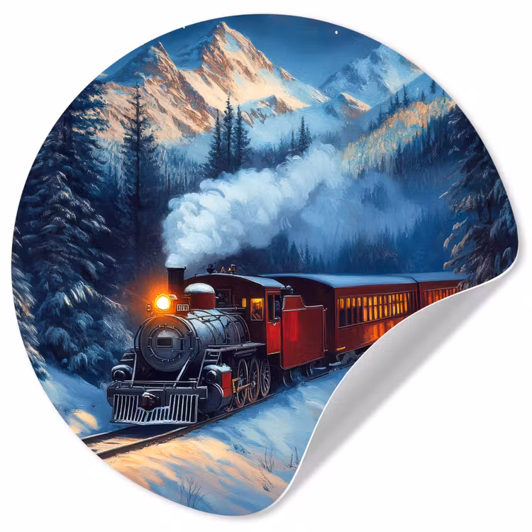 Behangcirkel - Trein - Kerst - Sneeuw - Kersttrein — 1