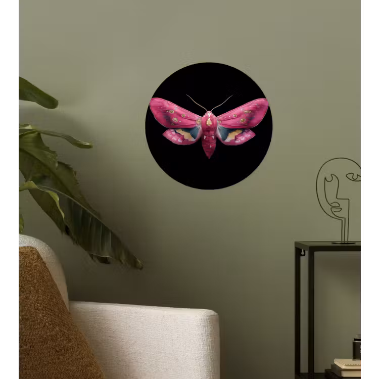 Behangcirkel - Vlinder - Roze - Nachtvlinder — 3
