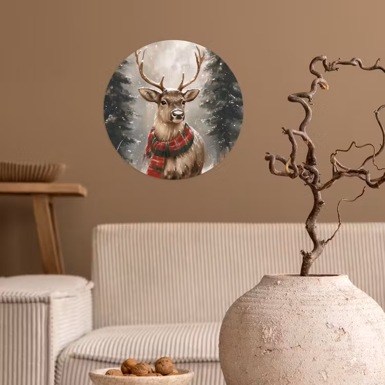 Behangcirkel - Winter - Bos - Rendier - Donker — 2