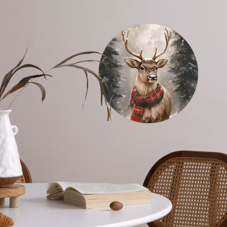 Behangcirkel - Winter - Bos - Rendier - Donker — 4
