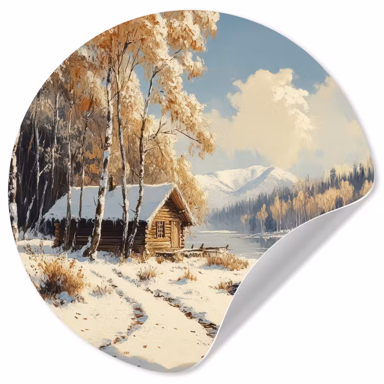Behangcirkel - Winter - Sneeuw - Huis - Natuur — 1