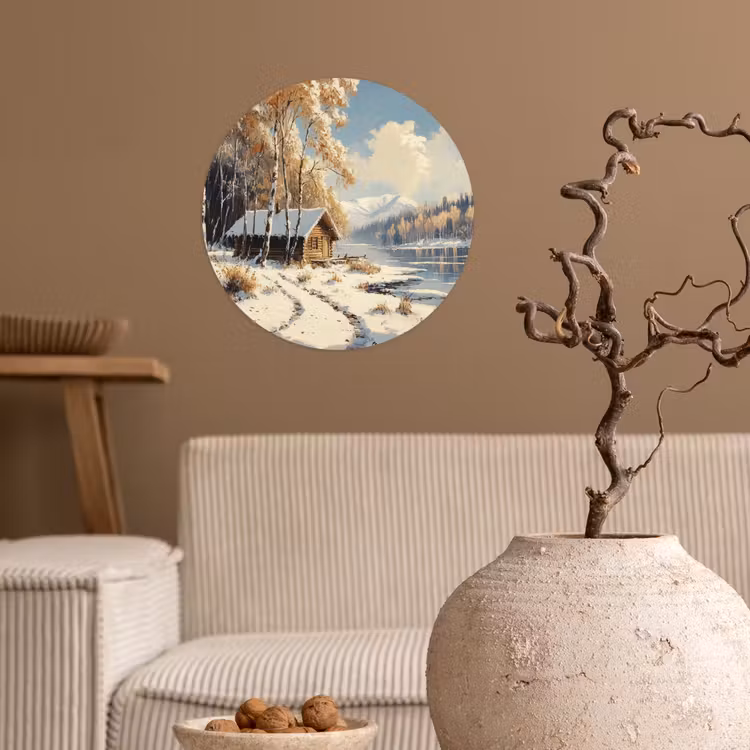 Behangcirkel - Winter - Sneeuw - Huis - Natuur — 2