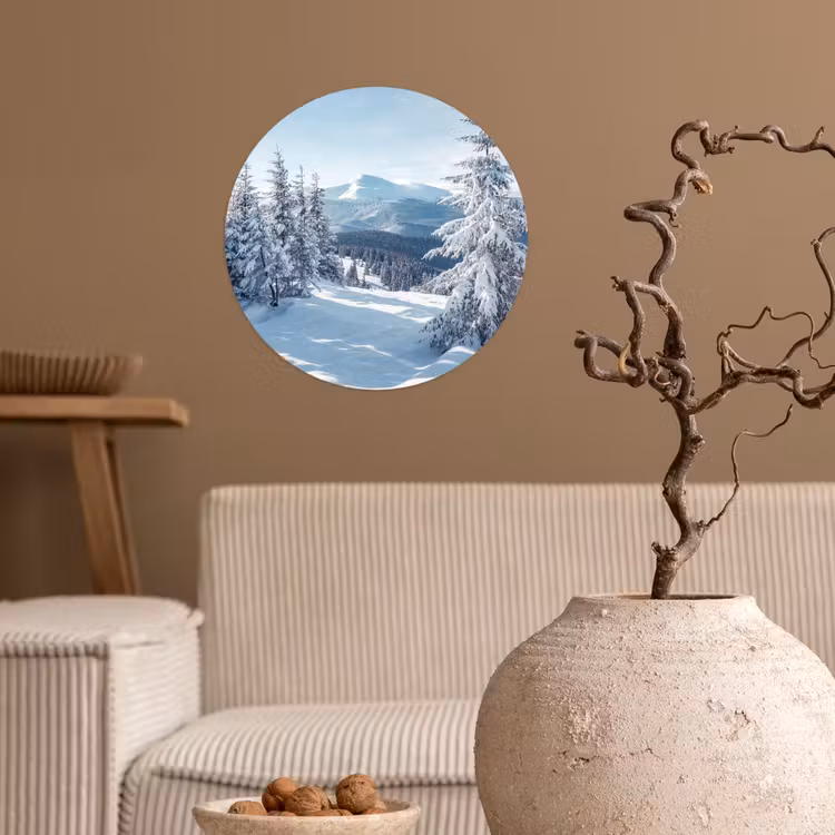 Behangcirkel - Winterlandschap - Natuur - Berg - Bomen - Sneeuw — 2