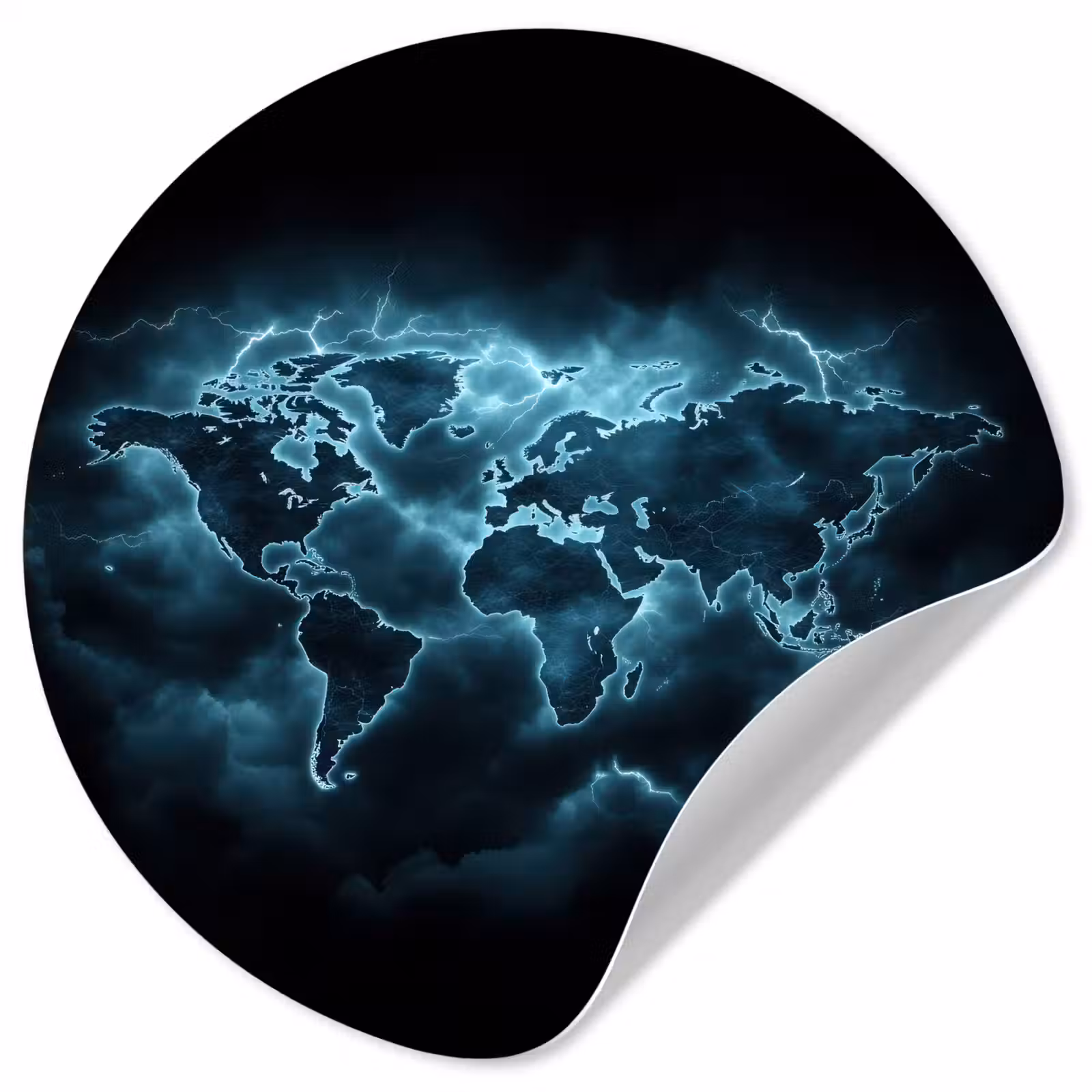 Behangcirkel - Wereldkaart - Bliksem - Blauw — 1