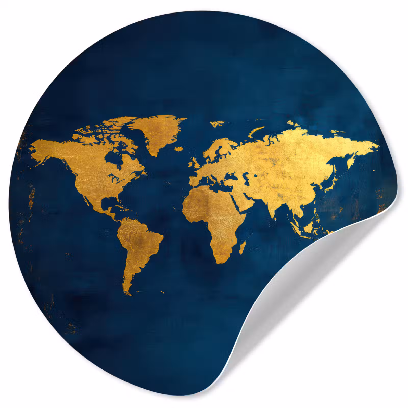 Behangcirkel - Wereldkaart - Goud - Donkerblauw — 1