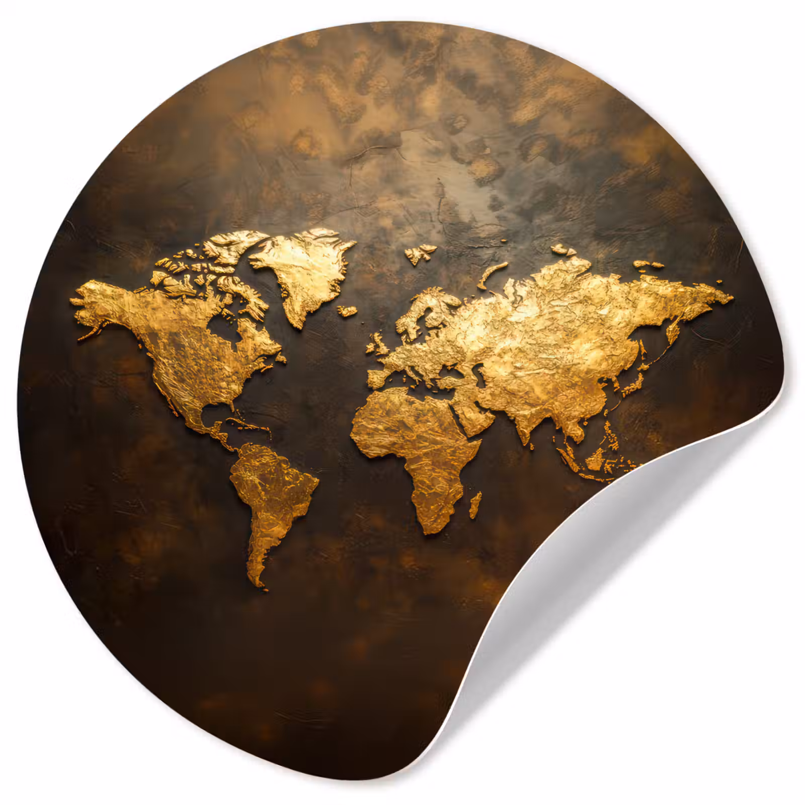 Behangcirkel - Wereldkaart - Goud - Roest — 1