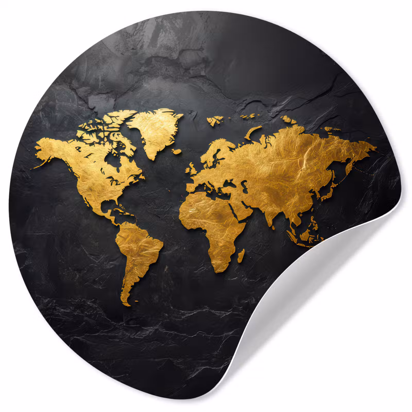 Behangcirkel - Wereldkaart - Goud - Steen — 1