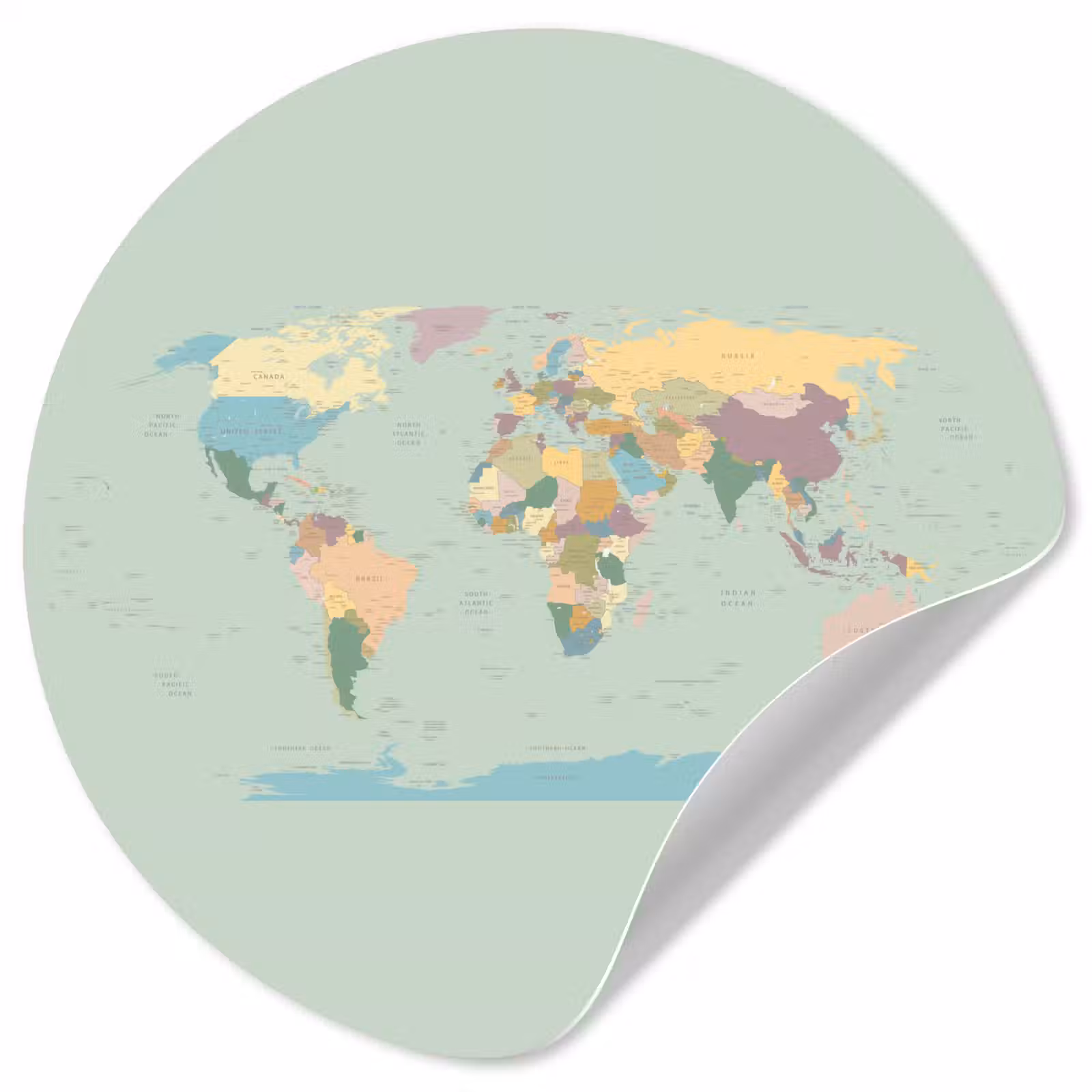 Behangcirkel - Wereldkaart - Realistisch - Kaart — 1