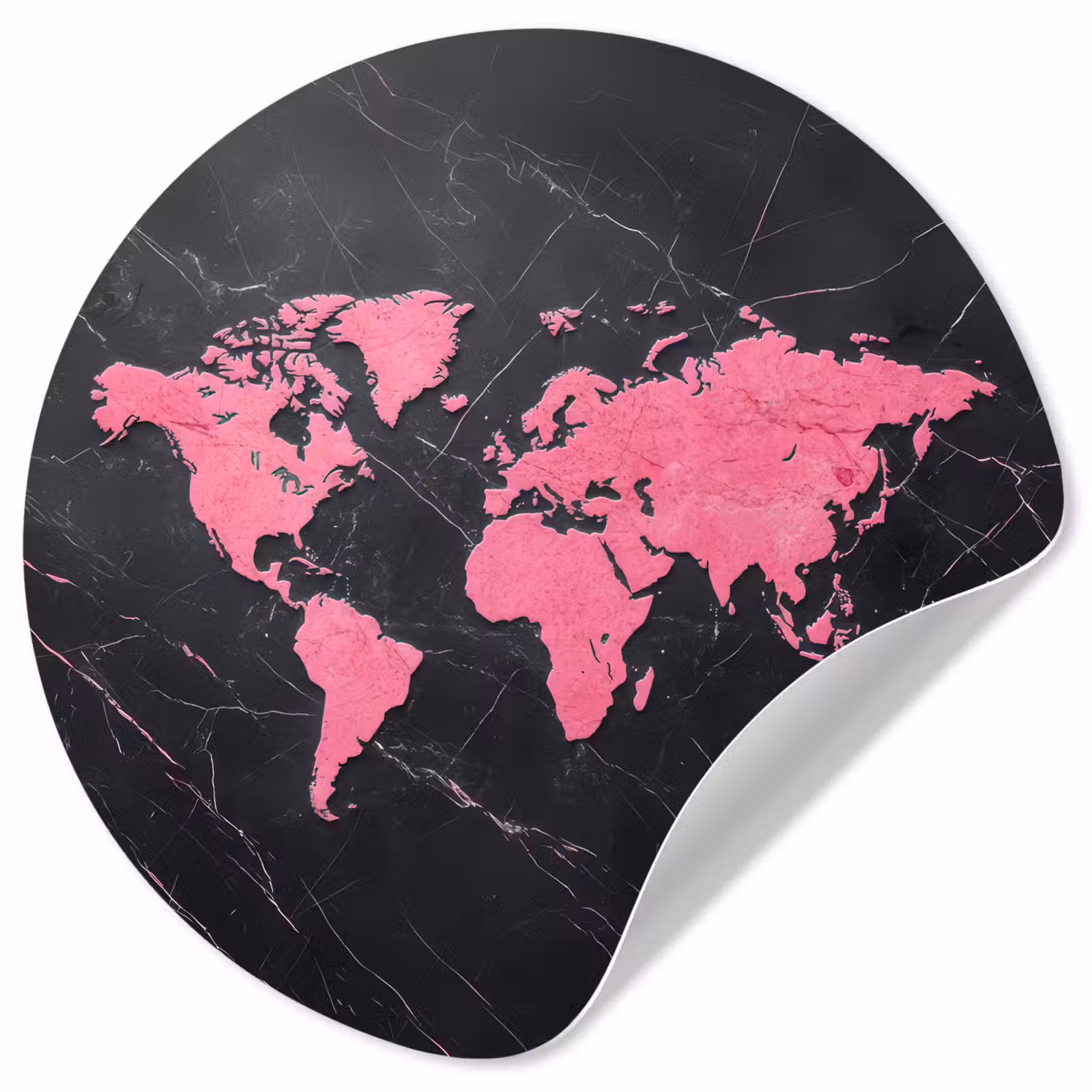 Behangcirkel - Wereldkaart - Roze - Marmer — 1