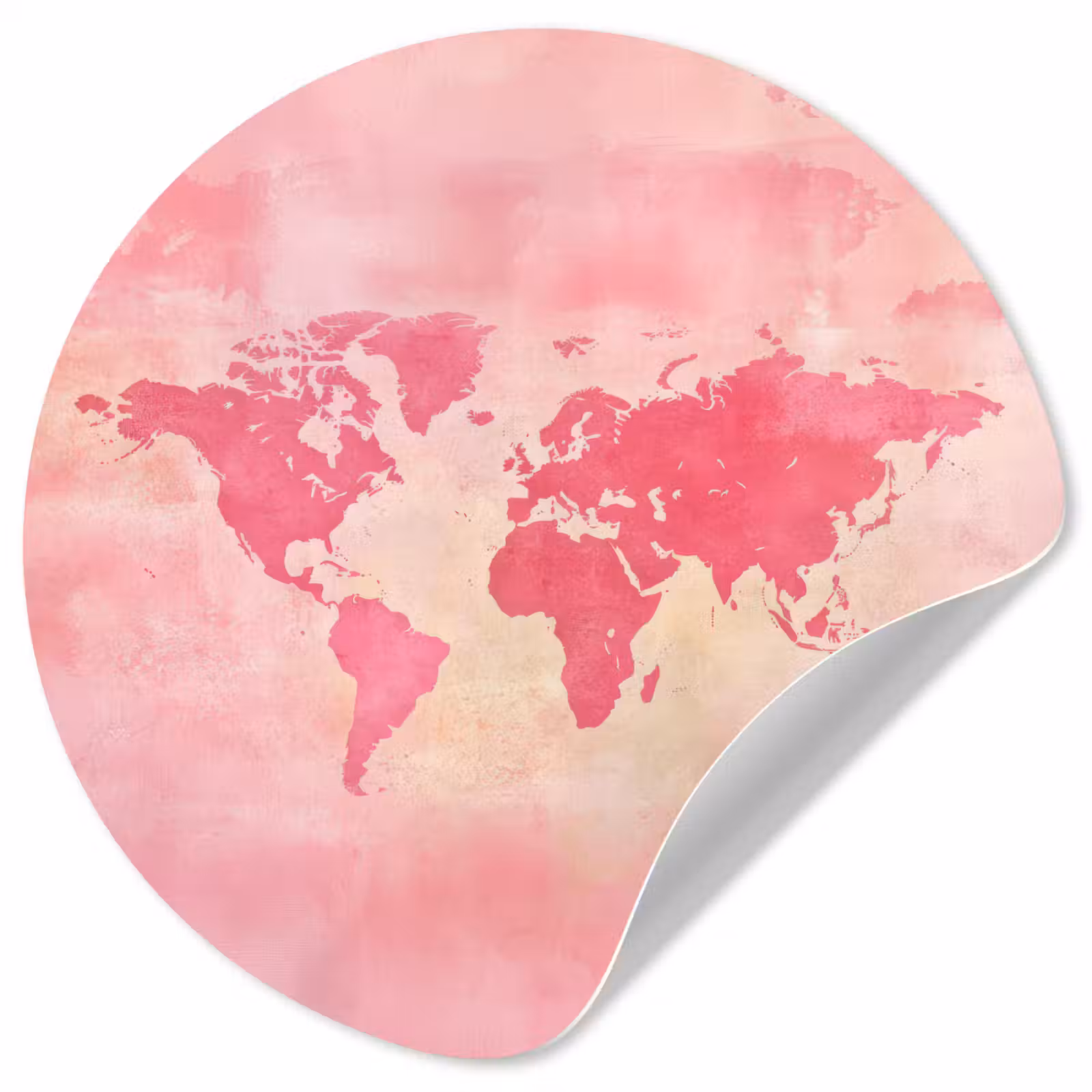 Behangcirkel - Wereldkaart - Roze - Vaag — 1