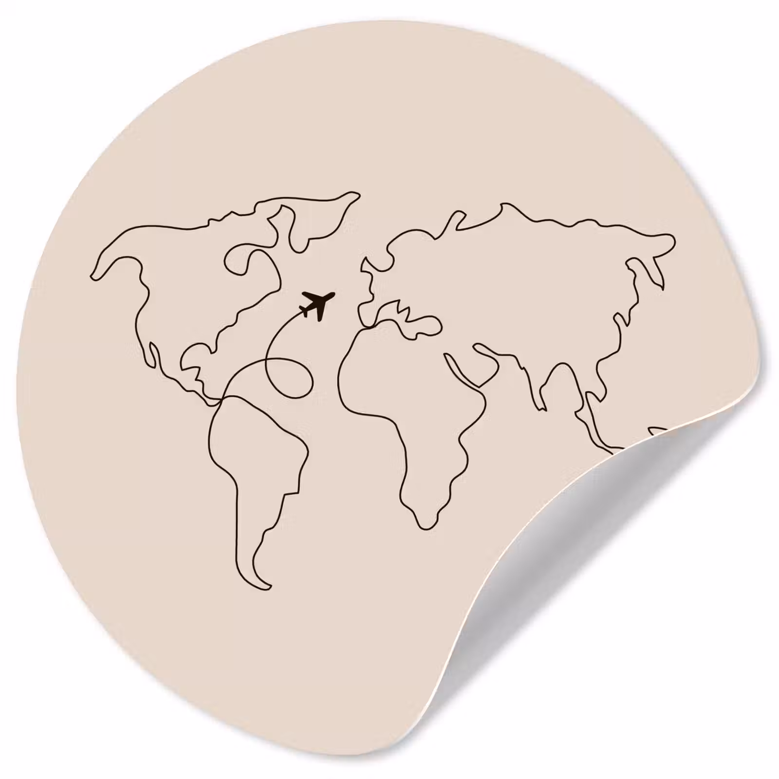 Behangcirkel - Wereldkaart - Simpel - Vliegtuig — 1