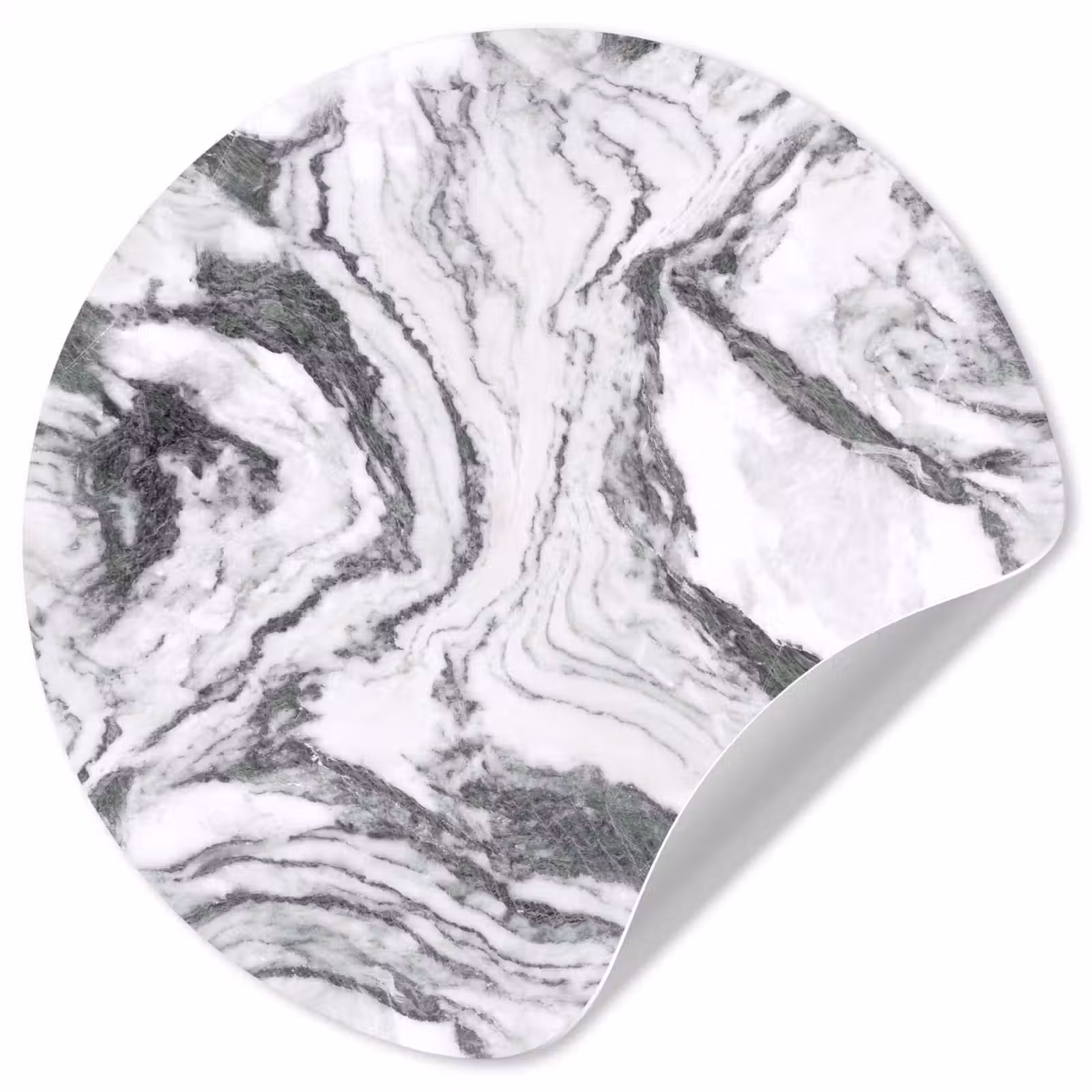 Behangcirkel - Wit - Marmer - Golvend - Grafiet — 1