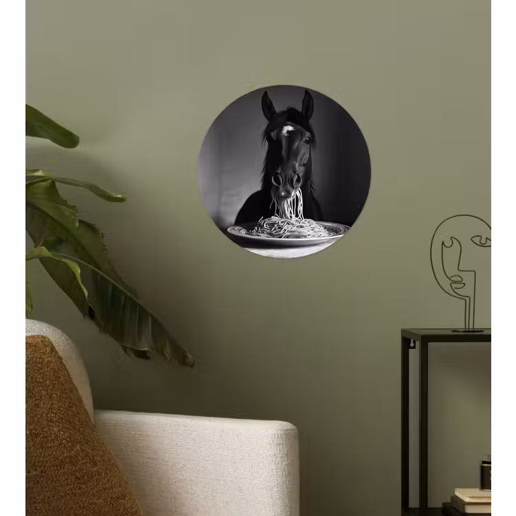 Behangcirkel - Paard - Bord - Pasta - Tafelkleed - Zwart Wit - Dieren — 3