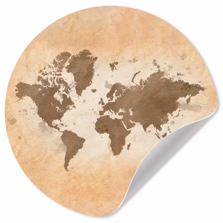 Behangcirkel - Wereldkaart - Beige - Bruin — 1