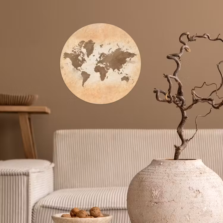 Behangcirkel - Wereldkaart - Beige - Bruin — 2