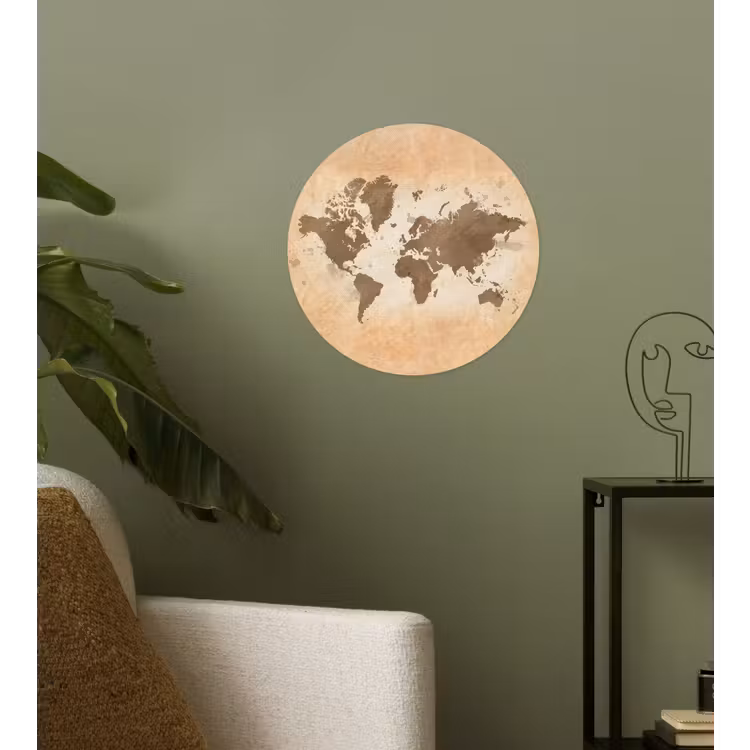 Behangcirkel - Wereldkaart - Beige - Bruin — 3