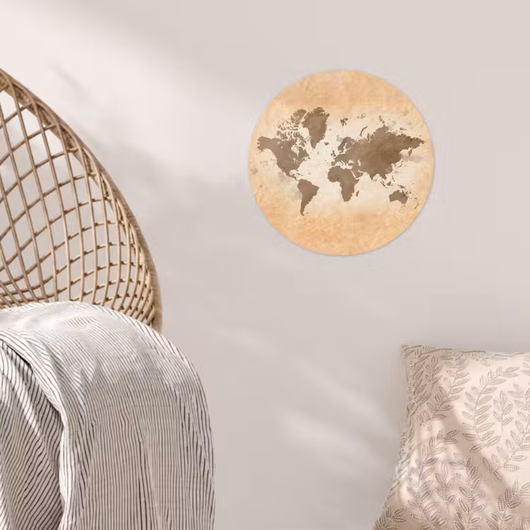 Behangcirkel - Wereldkaart - Beige - Bruin — 5