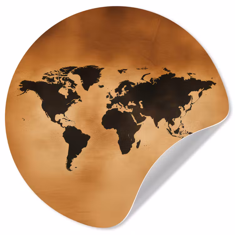 Behangcirkel - Wereldkaart - Bruin - Kaart — 1