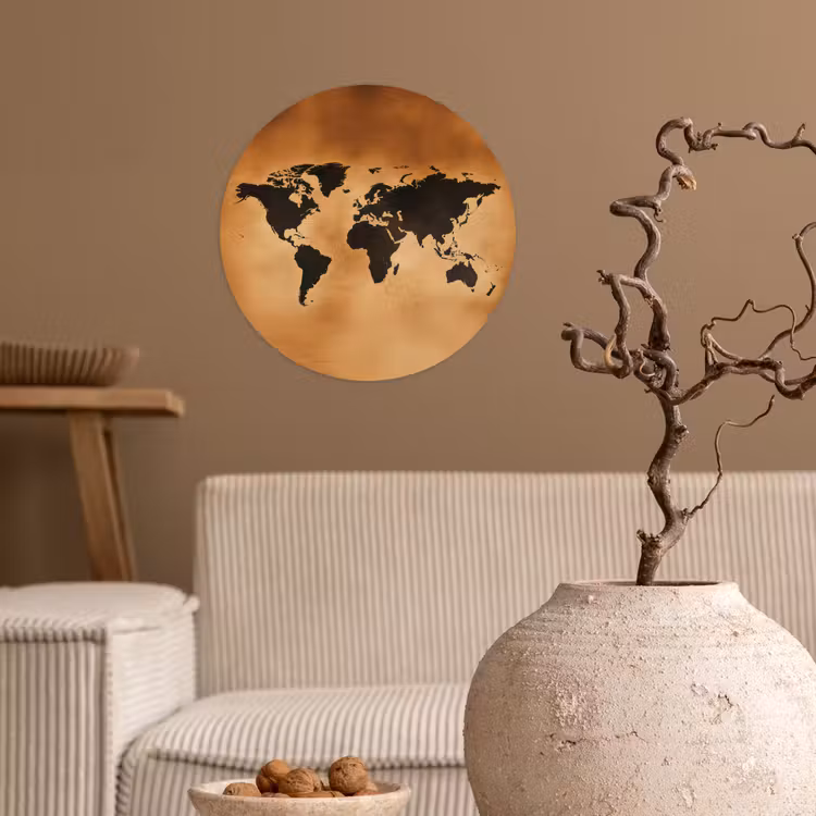 Behangcirkel - Wereldkaart - Bruin - Kaart — 2