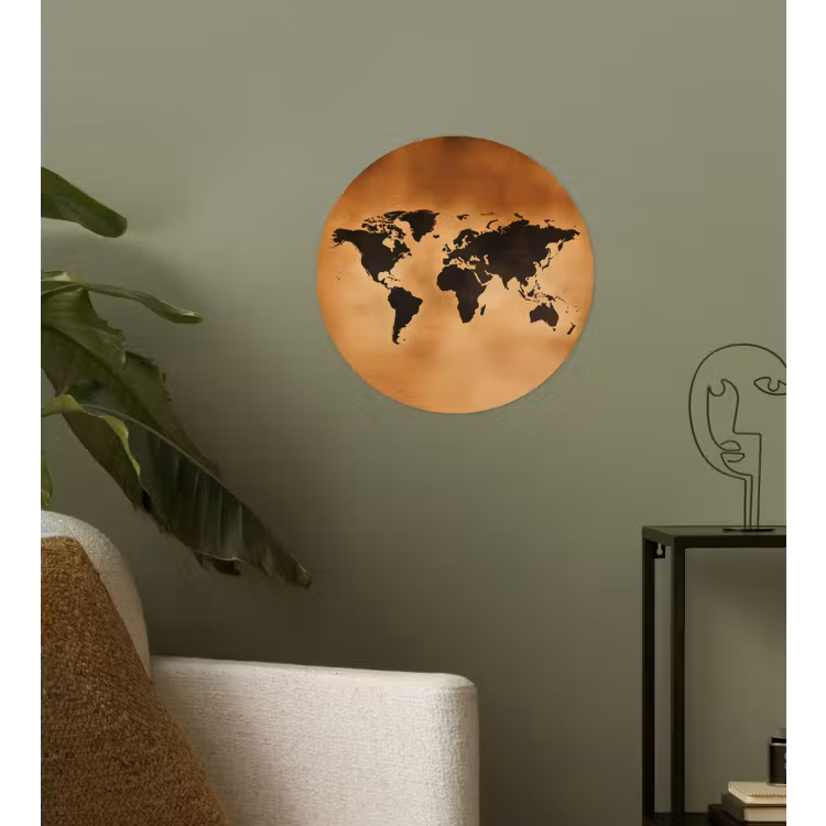 Behangcirkel - Wereldkaart - Bruin - Kaart — 3