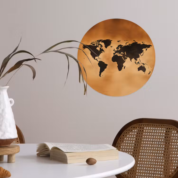 Behangcirkel - Wereldkaart - Bruin - Kaart — 4