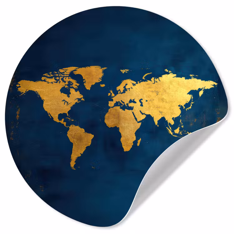 Behangcirkel - Wereldkaart - Goud - Donkerblauw — 1