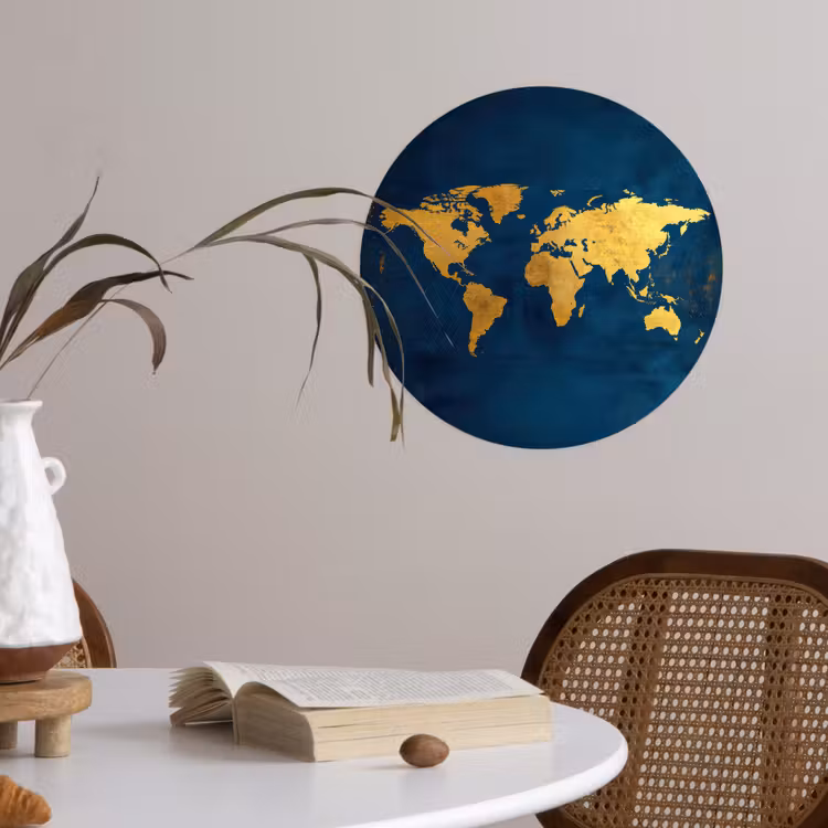 Behangcirkel - Wereldkaart - Goud - Donkerblauw — 4