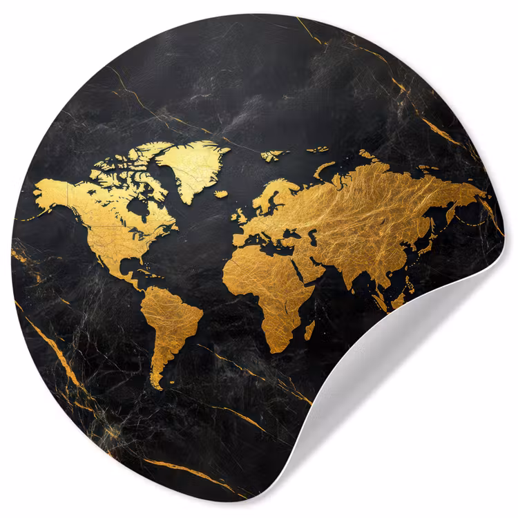 Behangcirkel - Wereldkaart - Goud - Marmer — 1