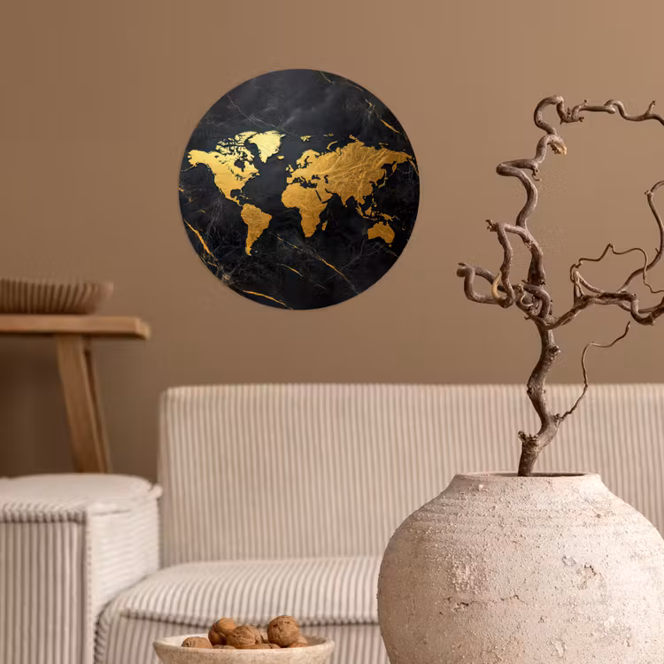 Behangcirkel - Wereldkaart - Goud - Marmer — 2