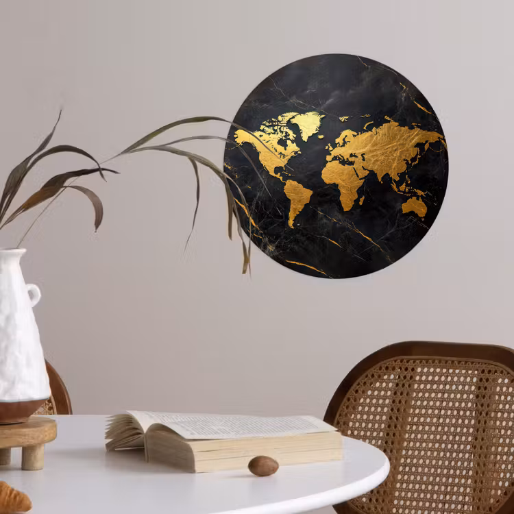 Behangcirkel - Wereldkaart - Goud - Marmer — 4