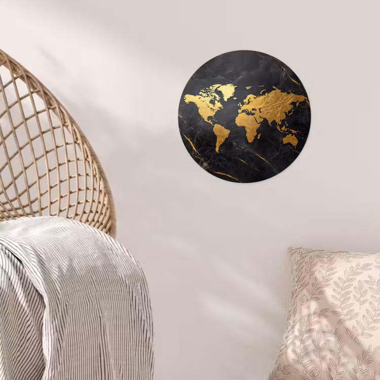 Behangcirkel - Wereldkaart - Goud - Marmer — 5